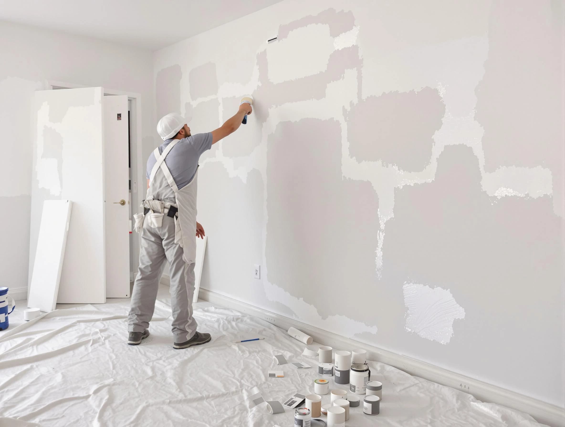 Before and after drywall repair by Beachwood House Painters in Beachwood