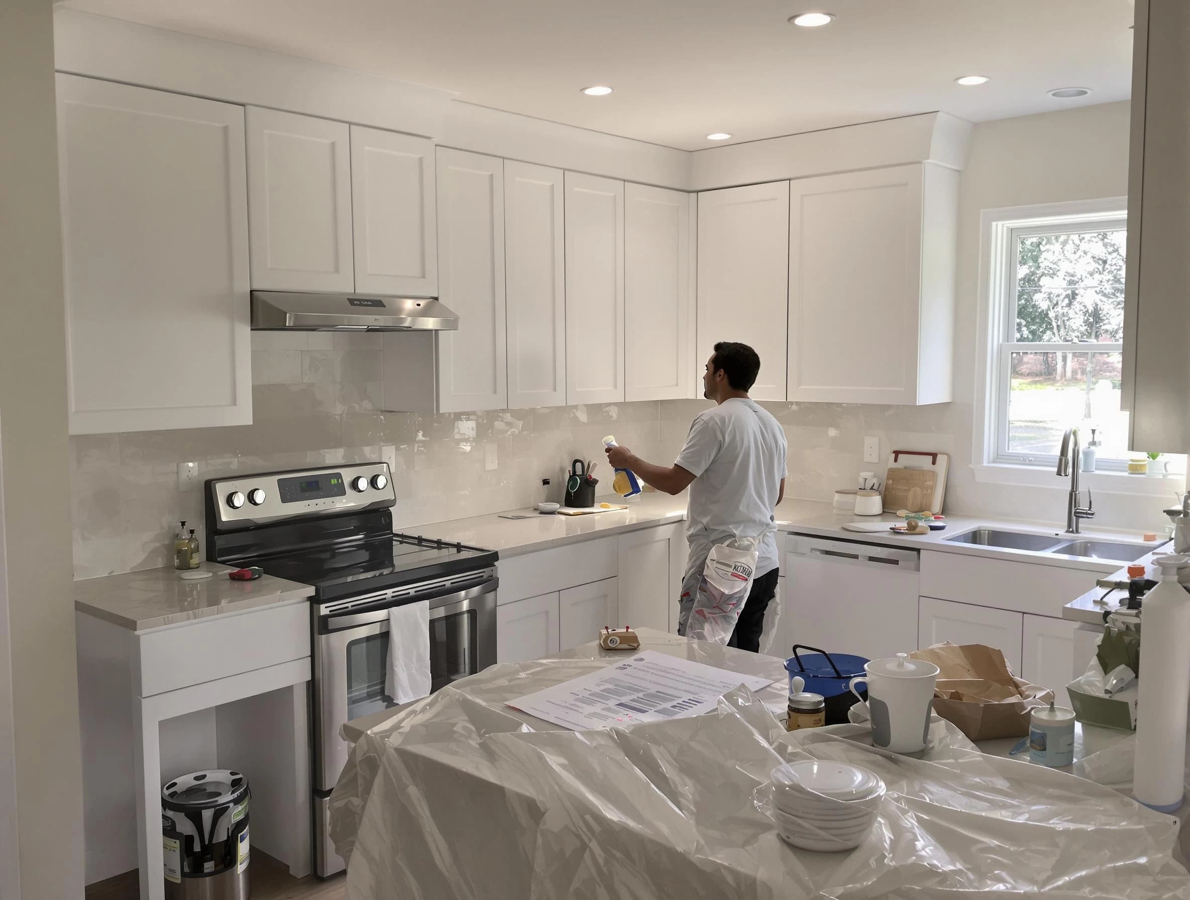 Beachwood House Painters performing detailed kitchen painting in Beachwood