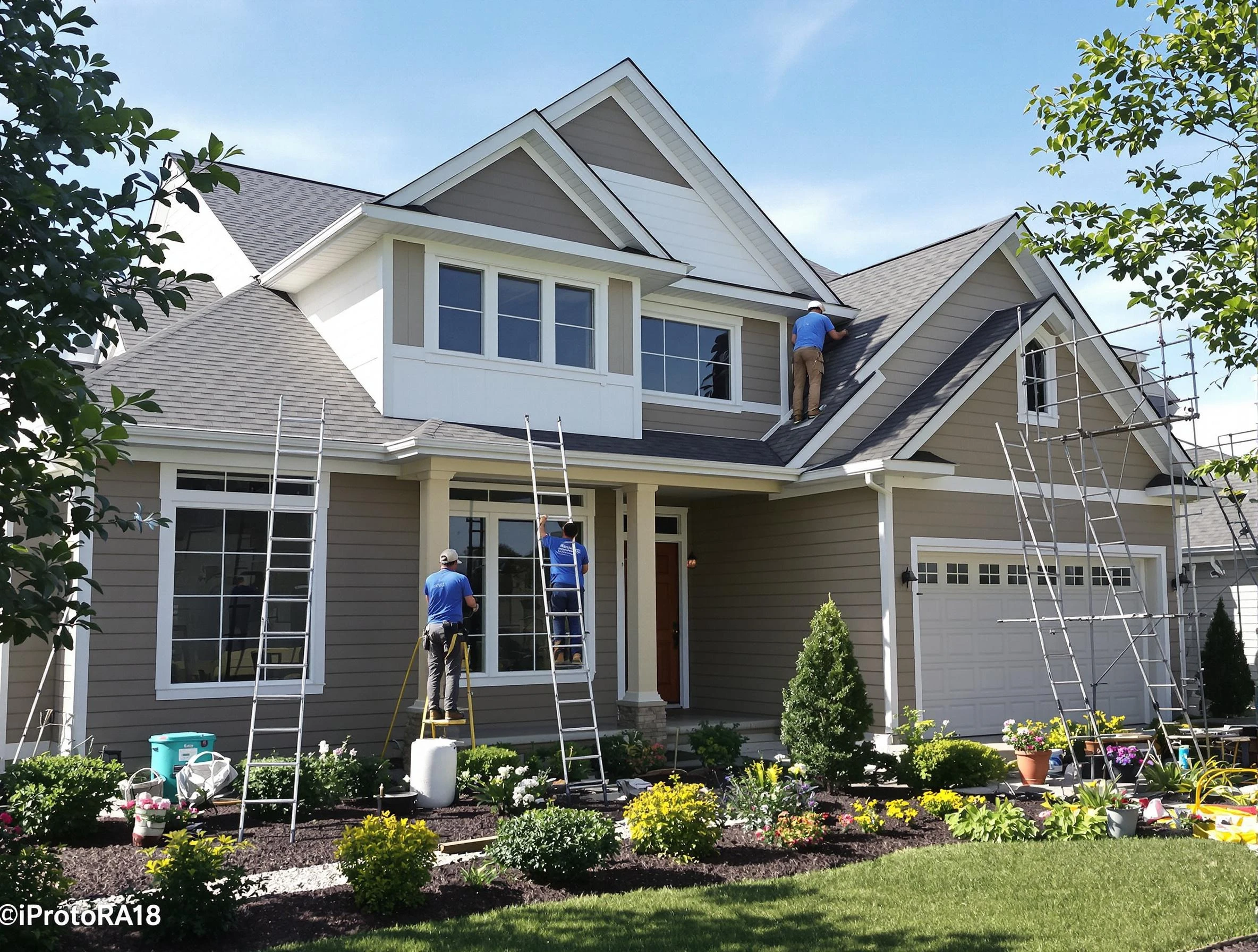 Detailed exterior painting by Beachwood House Painters in Beachwood