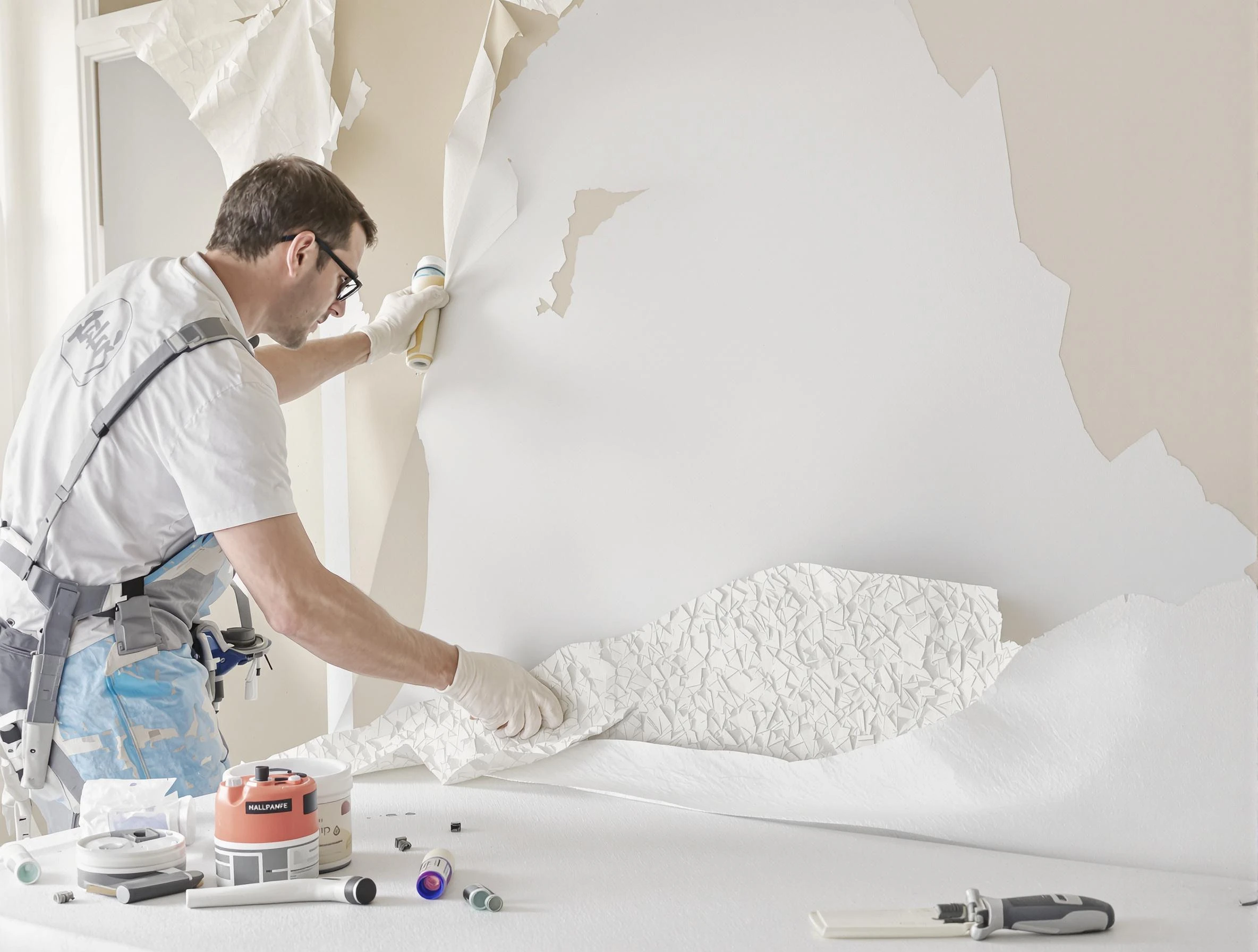 Detailed wallpaper removal and wall prep by Beachwood House Painters in Beachwood